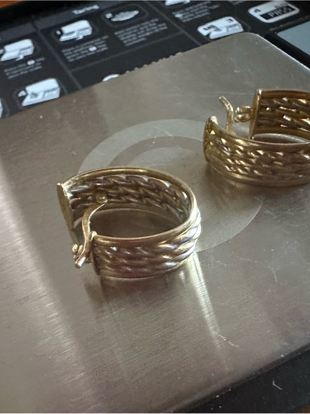 14k solid Gold Braided Hoop Earrings - Picture 7 of 7